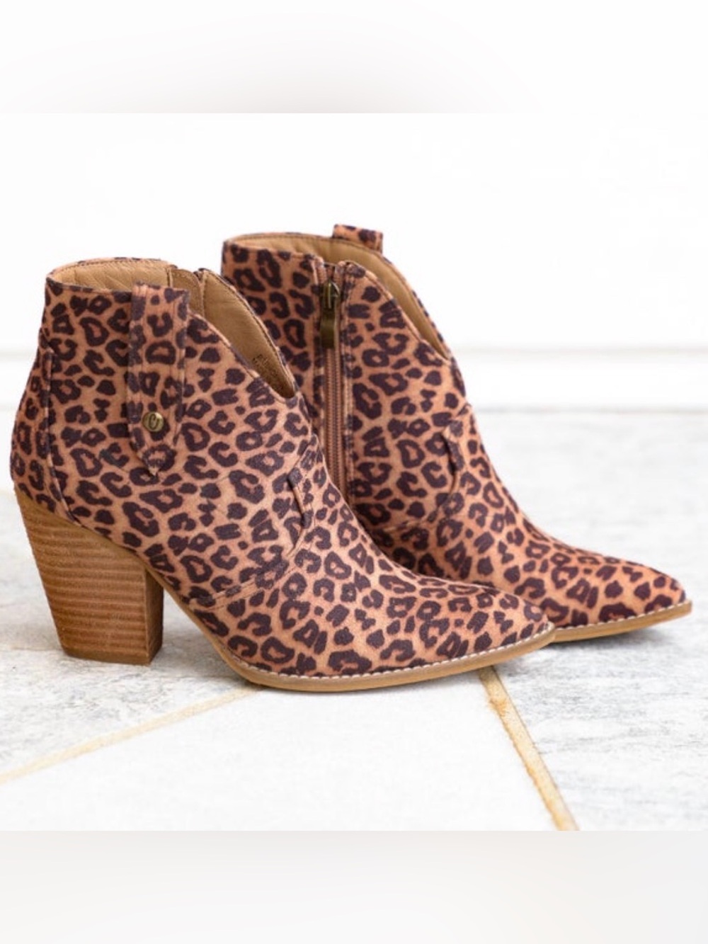 Corky's "Bar Hoppin" Animal Print Western
Side Pull Tab Stacked Heel Bootie